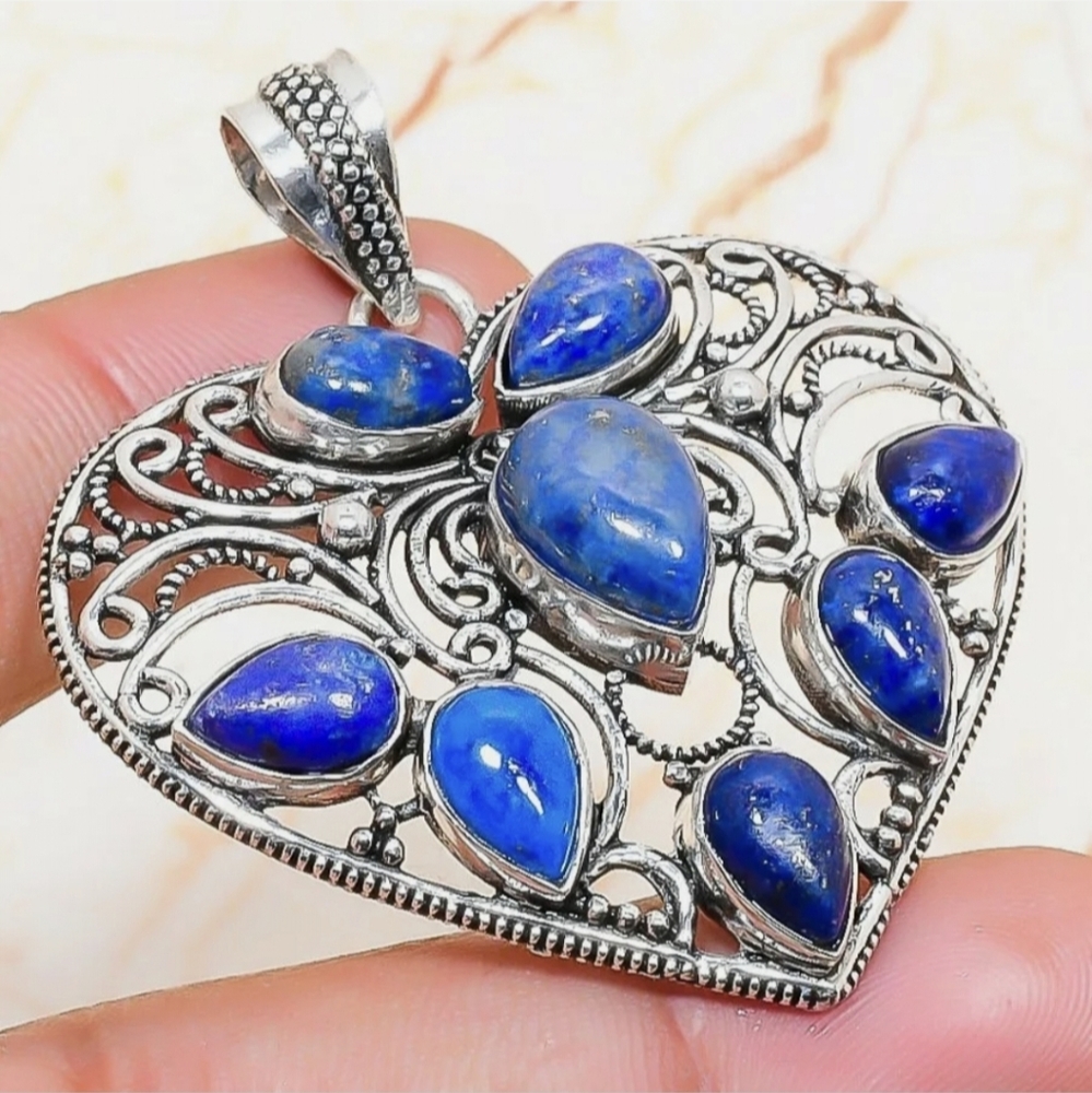 New Lapis Lazuli Silver Heart Pendant.